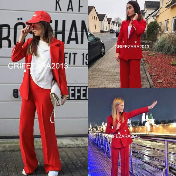 Zara Woman Oversized Double Breasted Blazer Red Coat Jacket NWT - Picture 1 of 12